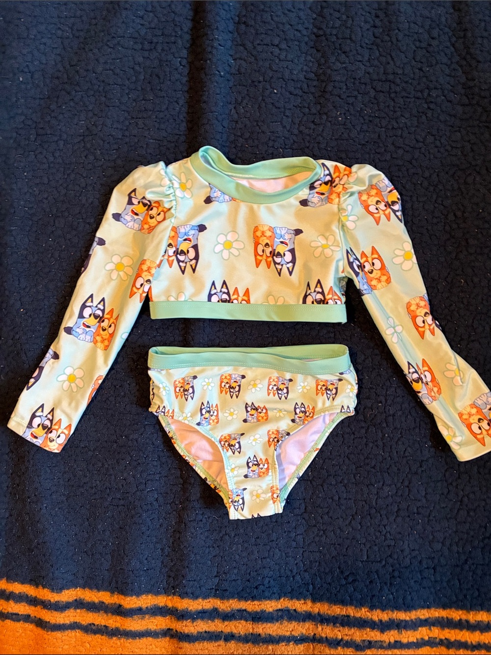 Bluey Girls' Light Green Long-Sleeve Swim Set